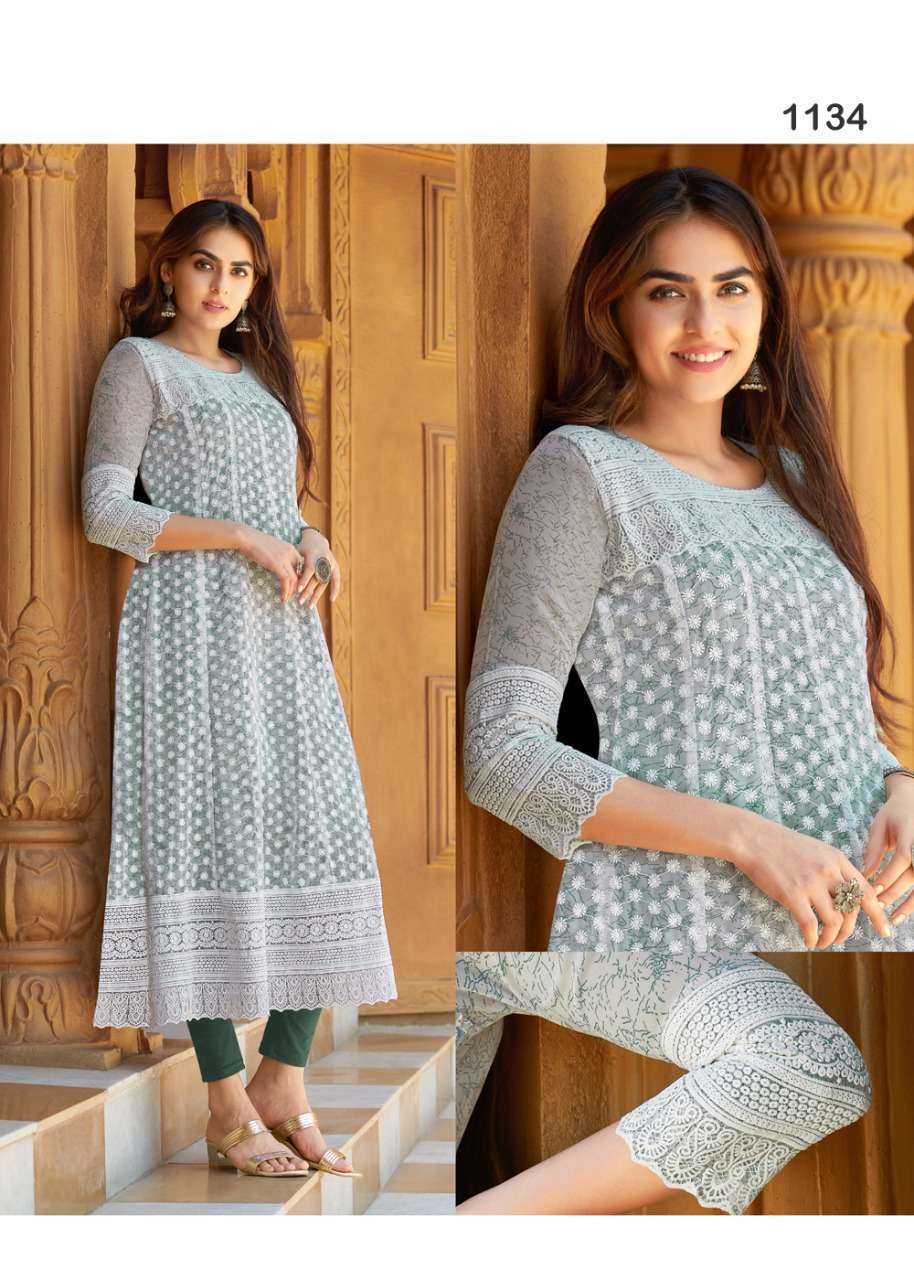 S3forever-eliza-fabric-georgette- Heay -Carzy Print-front Work Anarkali-long-gown-kurti-1134-C